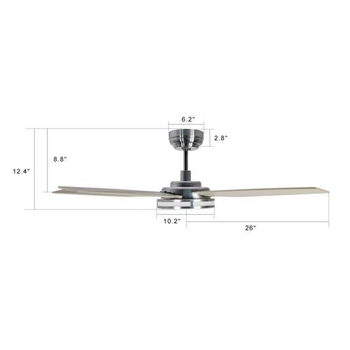 Explorer Silver/Wood 5 Blade Smart Ceiling Fan with Dimmable LED Light Kit Works with Remote Control, Wi - Fi apps and Voice control via Google Assistant/Alexa/Siri - BUILDMYPLACE