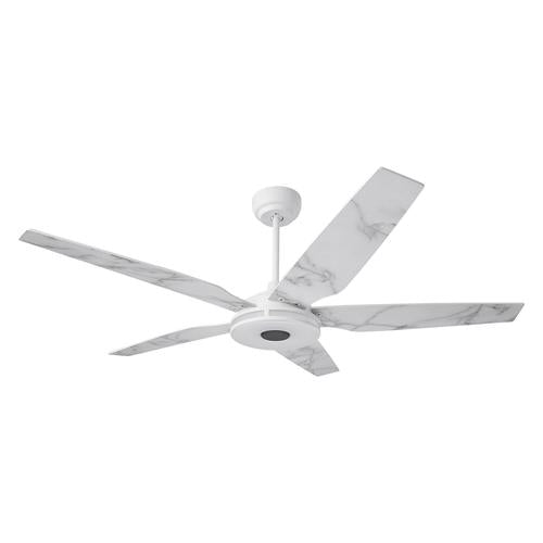 Explorer White/White marble 5 Blade Smart Ceiling Fan with Dimmable LED Light Kit Works with Remote Control, Wi - Fi apps and Voice control via Google Assistant/Alexa/Siri - BUILDMYPLACE