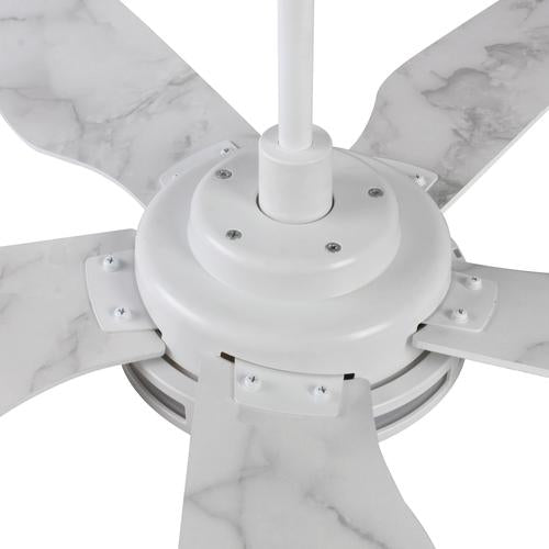 Explorer White/White marble 5 Blade Smart Ceiling Fan with Dimmable LED Light Kit Works with Remote Control, Wi - Fi apps and Voice control via Google Assistant/Alexa/Siri - BUILDMYPLACE