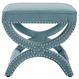 Expound Upholstered Nailhead Trim Performance Velvet Ottoman - Gray - BUILDMYPLACE