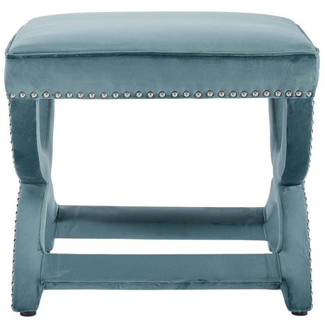 Expound Upholstered Nailhead Trim Performance Velvet Ottoman - Gray - BUILDMYPLACE