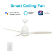 Exton 52'' Best Smart Ceiling Fan with wall control, Light Kit Included, Works with Google Assistant and Amazon Alexa,Siri Shortcut - LEDMyPlace