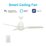 Exton 52'' Best Smart Ceiling Fan with wall control, Light Kit Included, Works with Google Assistant and Amazon Alexa,Siri Shortcut - LEDMyPlace