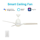 Exton 52" In. 3 Blade Smart Ceiling Fan with Dimmable LED Light Kit Works with Wall control, Wi - Fi apps and Voice control via Google Assistant/Alexa/Siri - BUILDMYPLACE