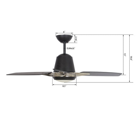 Exton 52" In. 3 Blade Smart Ceiling Fan with Dimmable LED Light Kit Works with Wall control, Wi - Fi apps and Voice control via Google Assistant/Alexa/Siri - BUILDMYPLACE