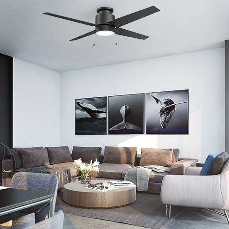 EXTREME 52 inch 4 - Blade Flash Mount Ceiling Fan with LED Light & Pull Chain - LEDMyPlace