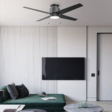 EXTREME 52 inch 4 - Blade Flash Mount Ceiling Fan with LED Light & Pull Chain - LEDMyPlace
