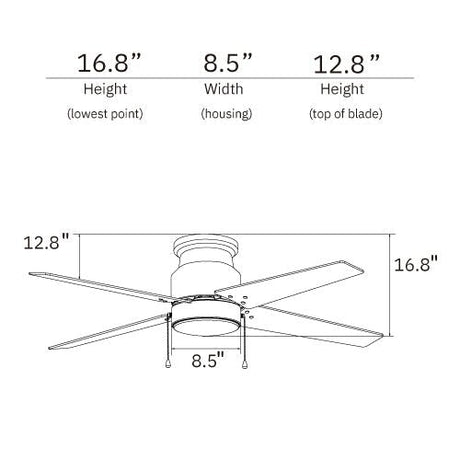 EXTREME 52 inch 4 - Blade Flash Mount Ceiling Fan with LED Light & Pull Chain - LEDMyPlace
