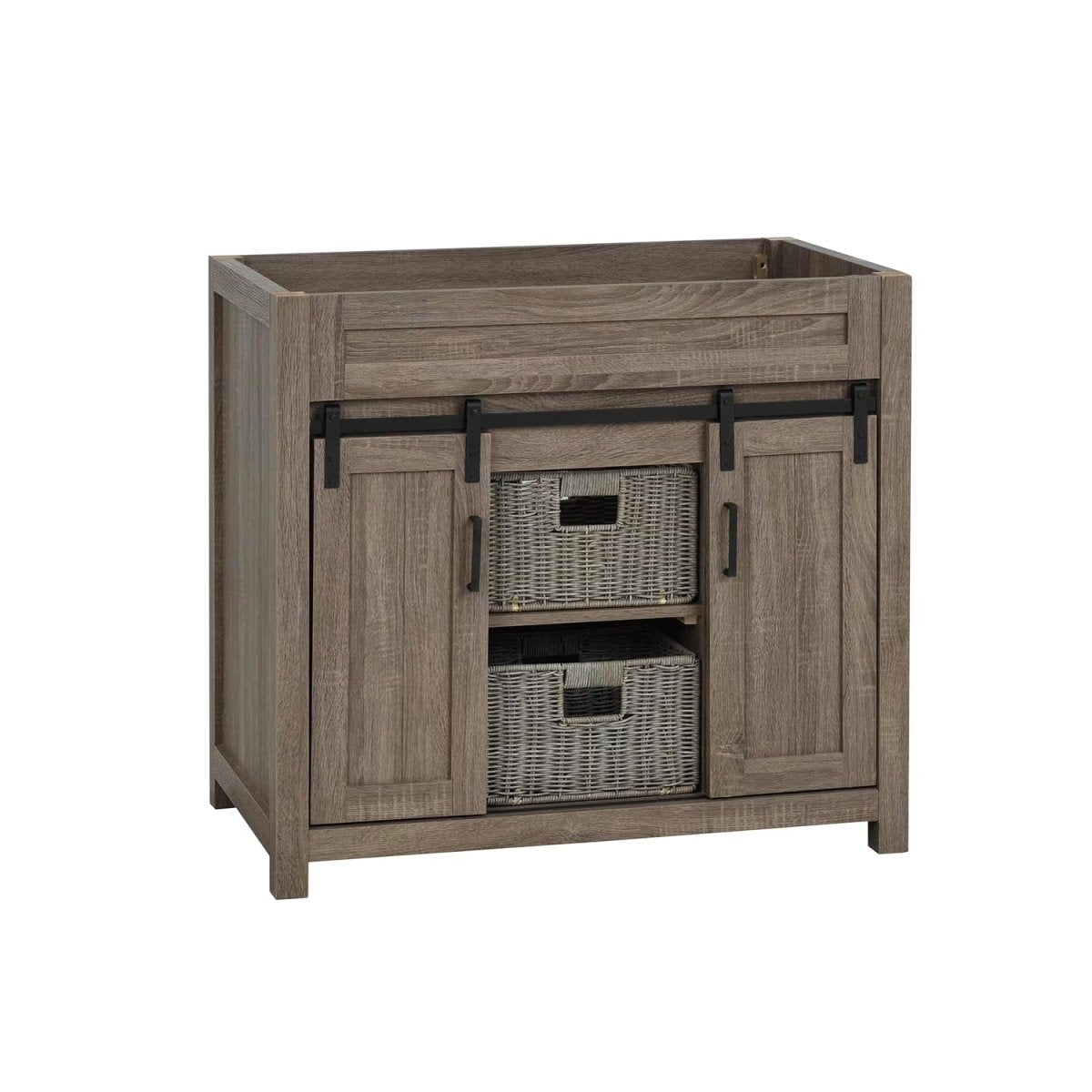 Farm Barn Freestanding Solid Wood Antique Brown Bathroom Vanity Cabinet Without Top - BUILDMYPLACE