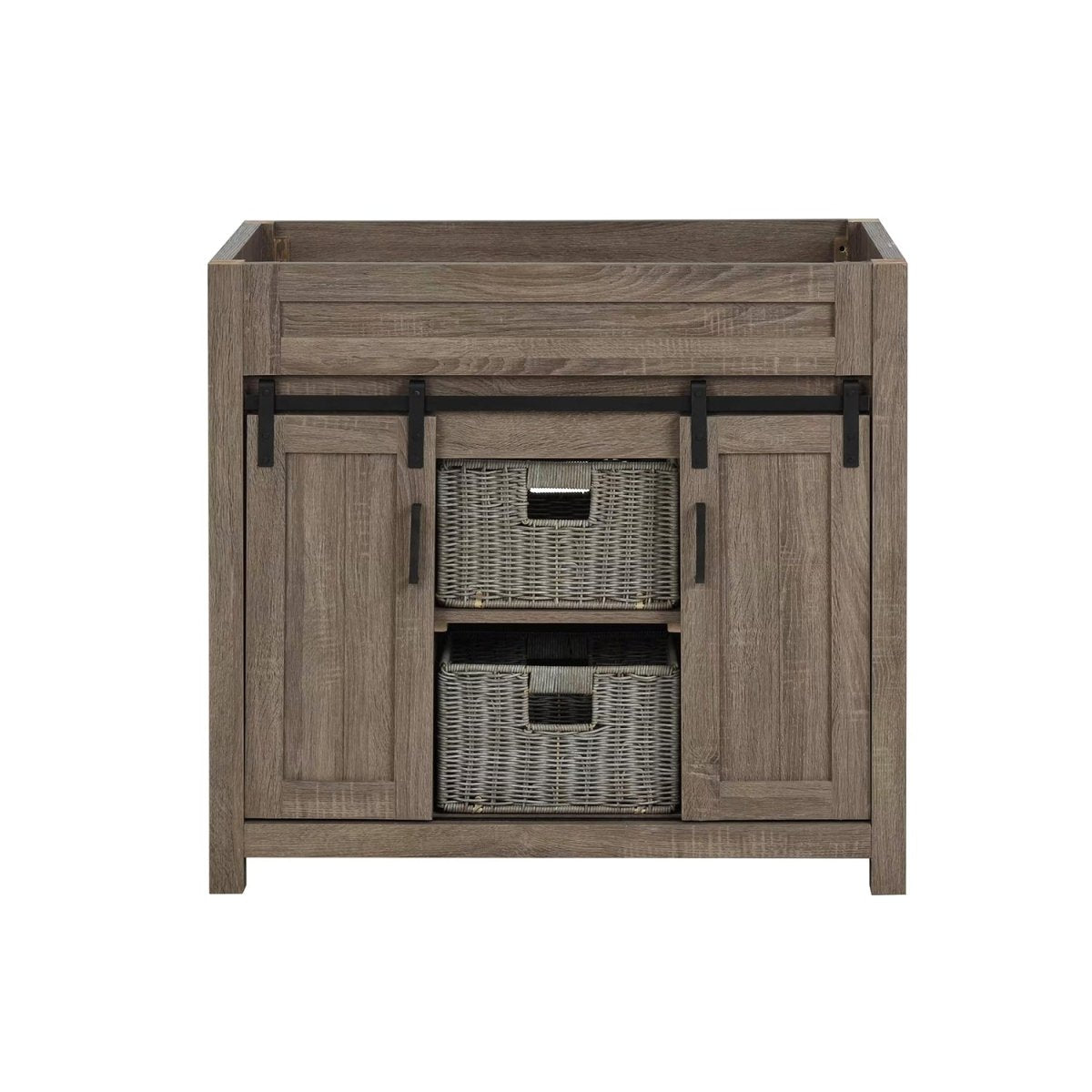 Farm Barn Freestanding Solid Wood Antique Brown Bathroom Vanity Cabinet Without Top - BUILDMYPLACE