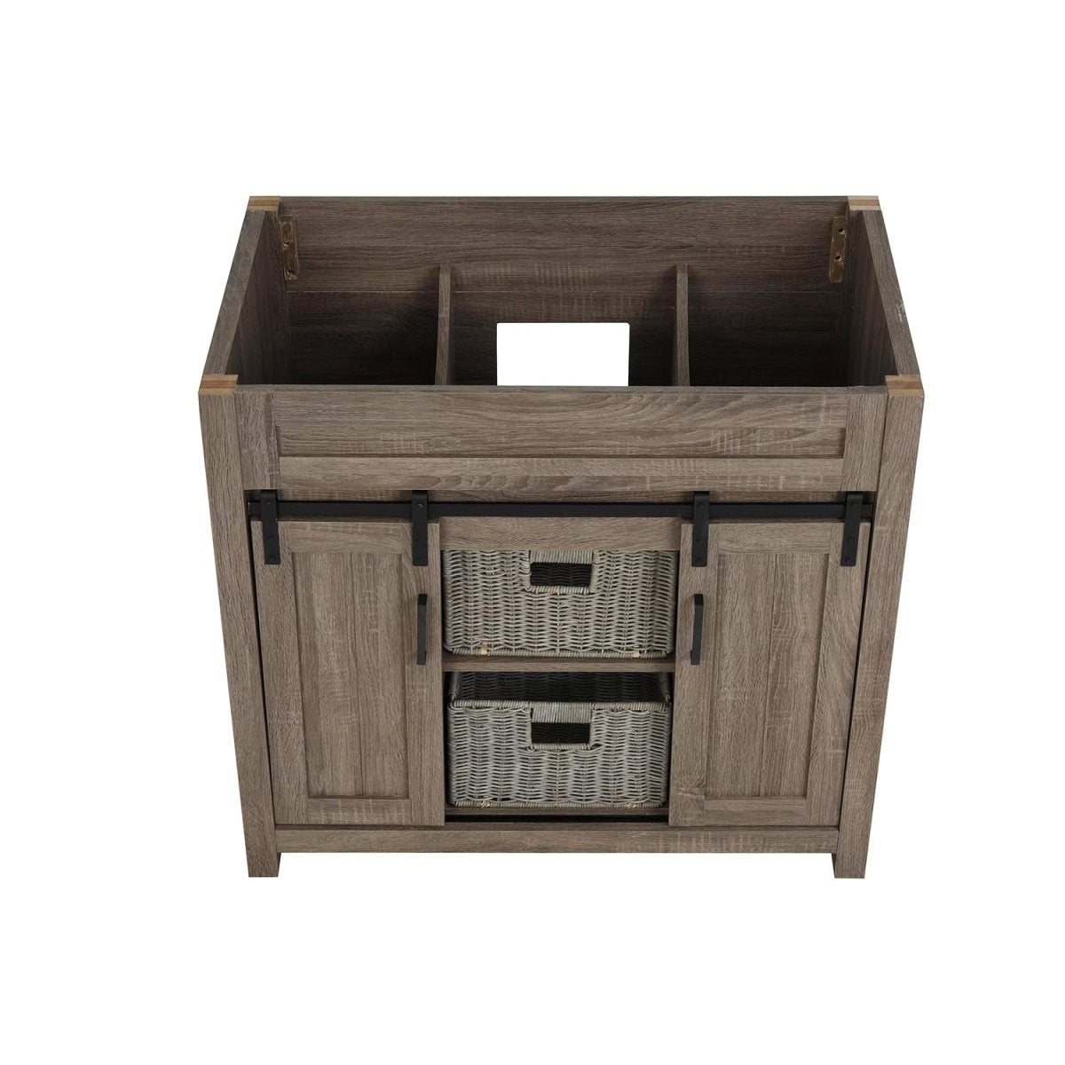 Farm Barn Freestanding Solid Wood Antique Brown Bathroom Vanity Cabinet Without Top - BUILDMYPLACE