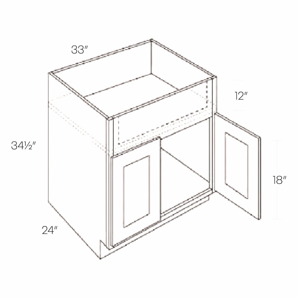 Farm Sink Base Cabinet | Milano White | 33W x 34.5H x 24D - BUILDMYPLACE