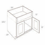 Farm Sink Base Cabinet | Milano White | 33W x 34.5H x 24D - BUILDMYPLACE