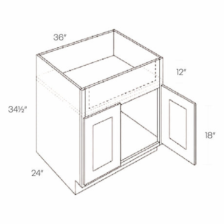 Farm Sink Base Cabinet | Milano White | 36W x 34.5H x 24D - BUILDMYPLACE