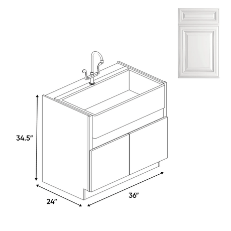 Farm Sink Base Cabinets - 36in W x 34.5in H x 24in D - AO - Pre Assembled - BUILDMYPLACE