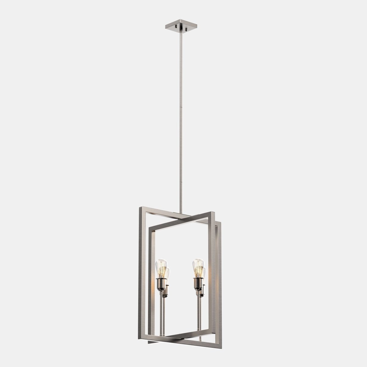 Farmhouse Chandelier, 4 - Light Foyer Lighting for Dining Room, E26 Base, Brushed Nickel/Oil Rubbed Bronze Finish - BUILDMYPLACE