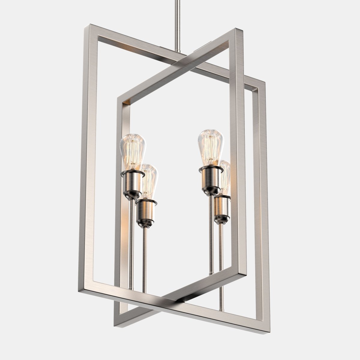 Farmhouse Chandelier, 4 - Light Foyer Lighting for Dining Room, E26 Base, Brushed Nickel/Oil Rubbed Bronze Finish - BUILDMYPLACE