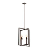 Farmhouse Chandelier, 4 - Light Foyer Lighting for Dining Room, E26 Base, Brushed Nickel/Oil Rubbed Bronze Finish - BUILDMYPLACE