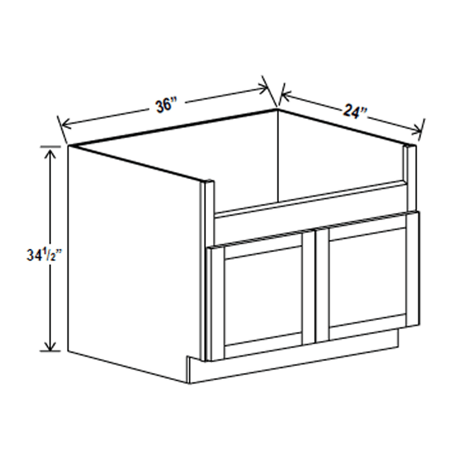 Farmhouse Sink Base Cabinet - 36W X 34 - 1/2H X 24D - Aria Shaker Espresso - BUILDMYPLACE