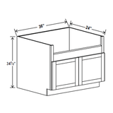 Farmhouse Sink Base Cabinet - 36W x 34.5H x 24D - Grey Shaker Cabinet - BUILDMYPLACE