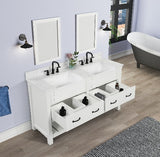 Farmington Freestanding Solid Wood Bathroom Vanity with Carrara Engineered Stone Top with 4 in. Backsplash & Apron Farmhouse Sink - BUILDMYPLACE