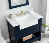 Farmington Freestanding Solid Wood Bathroom Vanity with Carrara Engineered Stone Top with 4 in. Backsplash & Apron Farmhouse Sink - BUILDMYPLACE