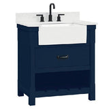 Farmington Freestanding Solid Wood Bathroom Vanity with Carrara Engineered Stone Top with 4 in. Backsplash & Apron Farmhouse Sink - BUILDMYPLACE