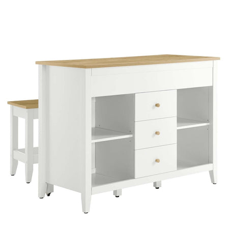 Farmstead 3 - Piece Kitchen Island and Stool Set - BUILDMYPLACE