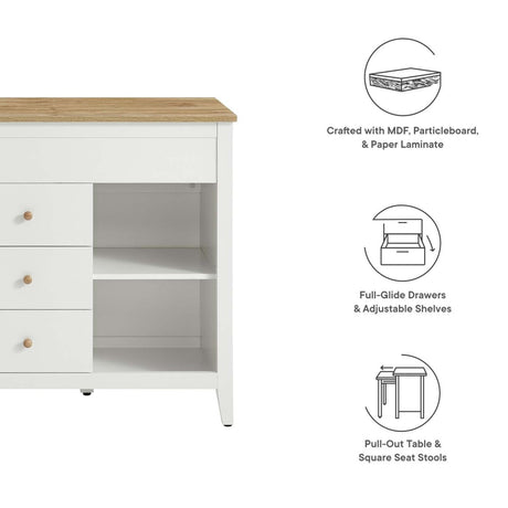 Farmstead 3 - Piece Kitchen Island and Stool Set - BUILDMYPLACE