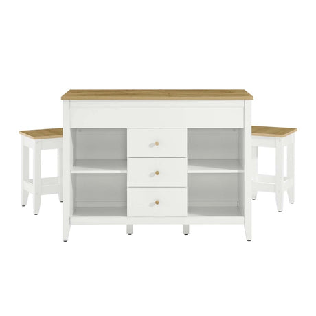 Farmstead 3 - Piece Kitchen Island and Stool Set - BUILDMYPLACE