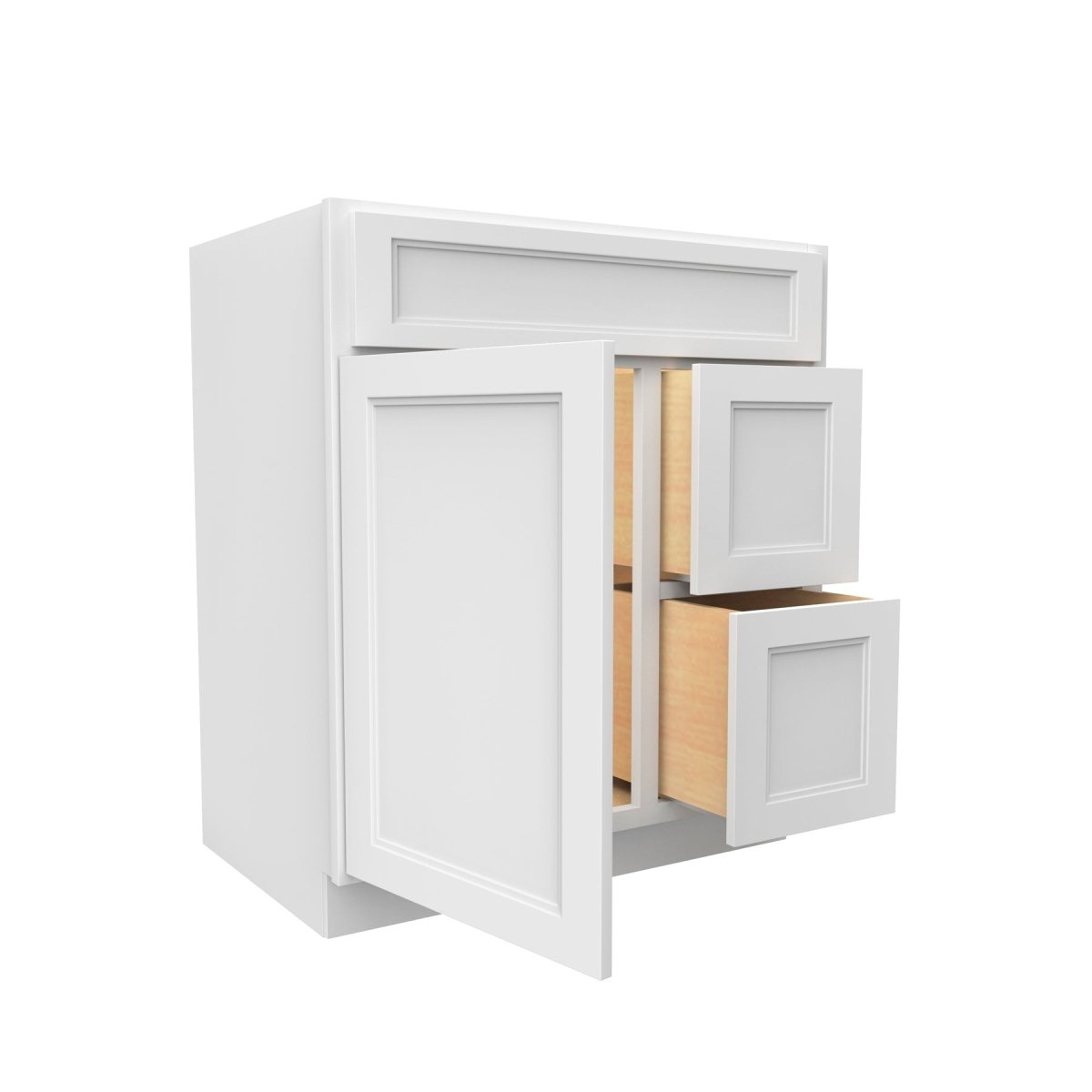 Fashion White - 1 Door 2 Drawer Vanity Sink Base Cabinet | 30"W x 34.5"H x 21"D - BUILDMYPLACE