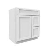 Fashion White - 1 Door 2 Drawer Vanity Sink Base Cabinet | 30"W x 34.5"H x 21"D - BUILDMYPLACE