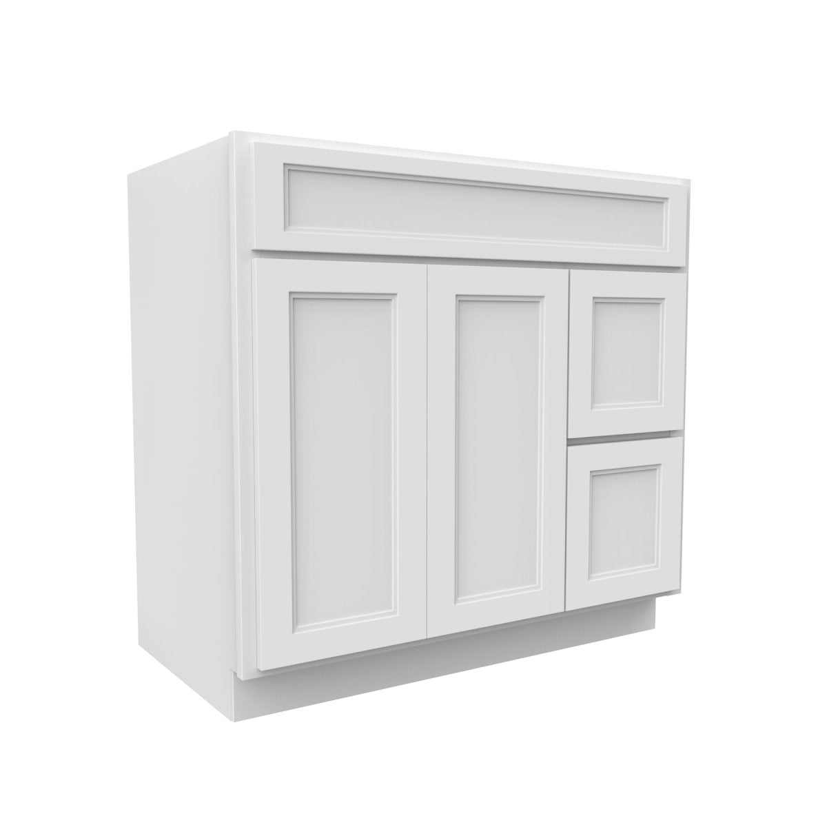 Fashion White - 2 Door 2 Drawer Vanity Sink Base Cabinet | 36"W x 34.5"H x 21"D - BUILDMYPLACE