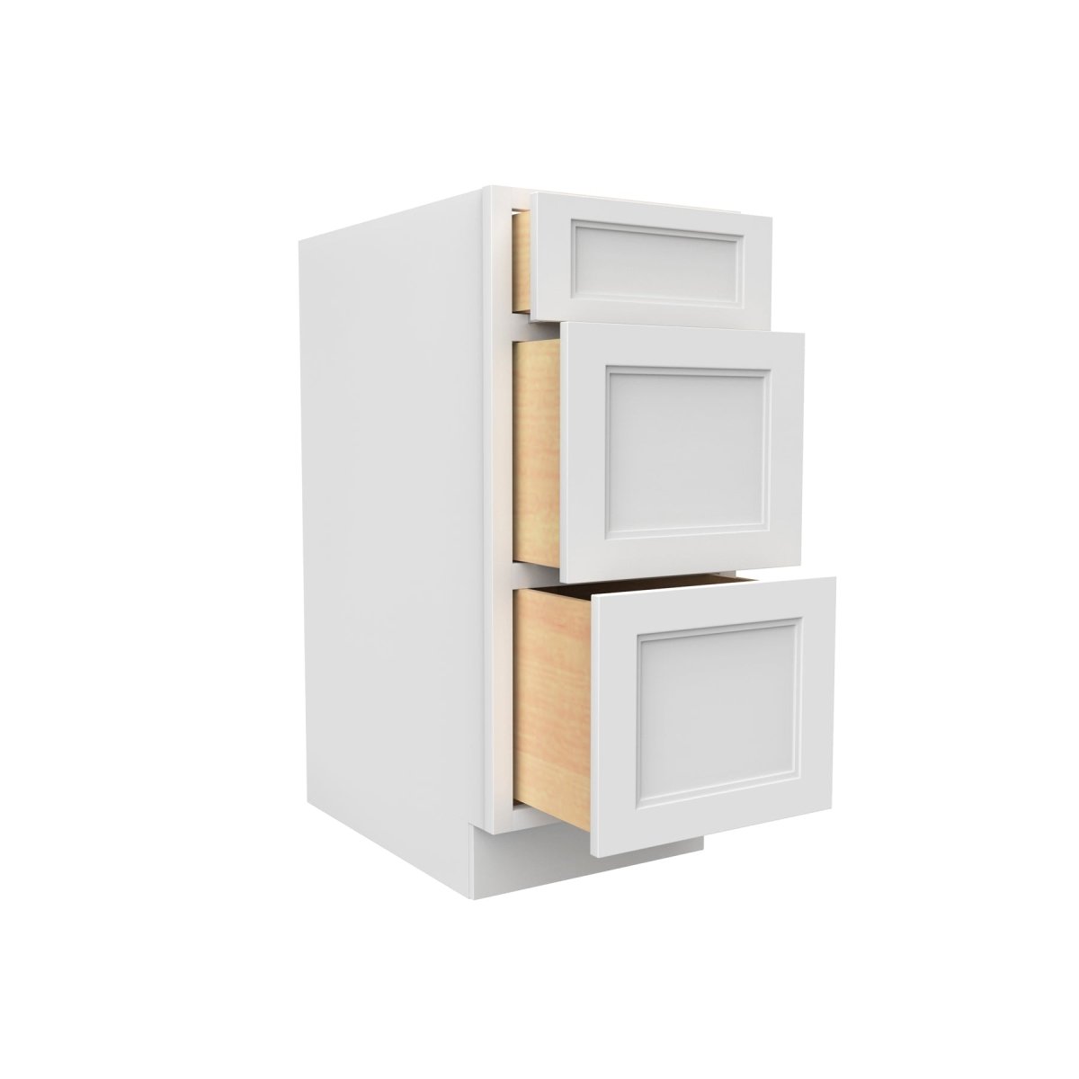 Fashion White - 3 Drawer Base Cabinet | 15"W x 34.5"H x 24"D - BUILDMYPLACE