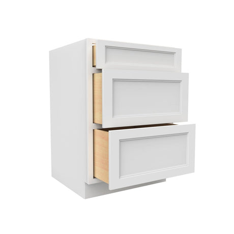 Fashion White - 3 Drawer Base Cabinet | 24"W x 34.5"H x 24"D - BUILDMYPLACE