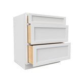 Fashion White - 3 Drawer Base Cabinet | 30"W x 34.5"H x 24"D - BUILDMYPLACE