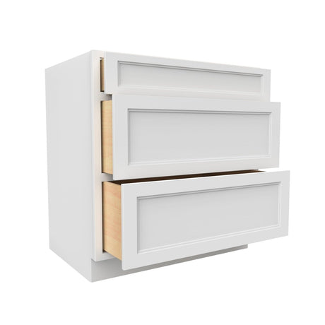 Fashion White - 3 Drawer Base Cabinet | 33"W x 34.5"H x 24"D - BUILDMYPLACE