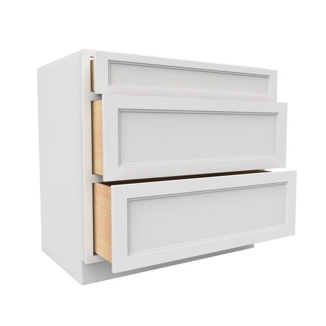 Fashion White - 3 Drawer Base Cabinet | 36"W x 34.5"H x 24"D - BUILDMYPLACE