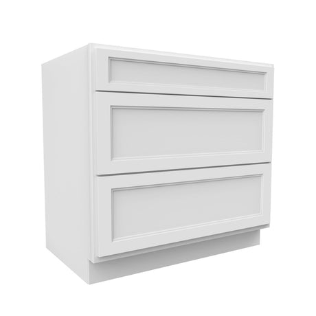 Fashion White - 3 Drawer Base Cabinet | 36"W x 34.5"H x 24"D - BUILDMYPLACE