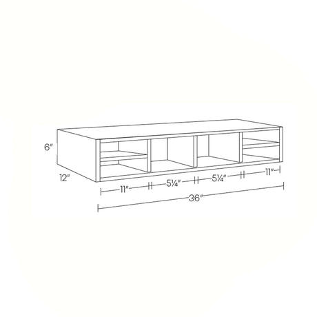 Fashion White - Organizer Cubby - Style 1 | 36"W x 6"H x 12"D - BUILDMYPLACE
