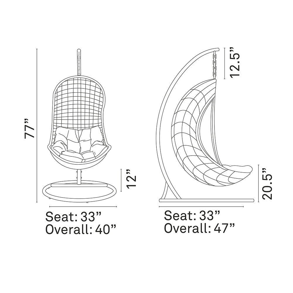 Fastness Hanging Chair with Comfortable Red Cushion - Parlay Outdoor Patio Fabric Swing Chair - BUILDMYPLACE