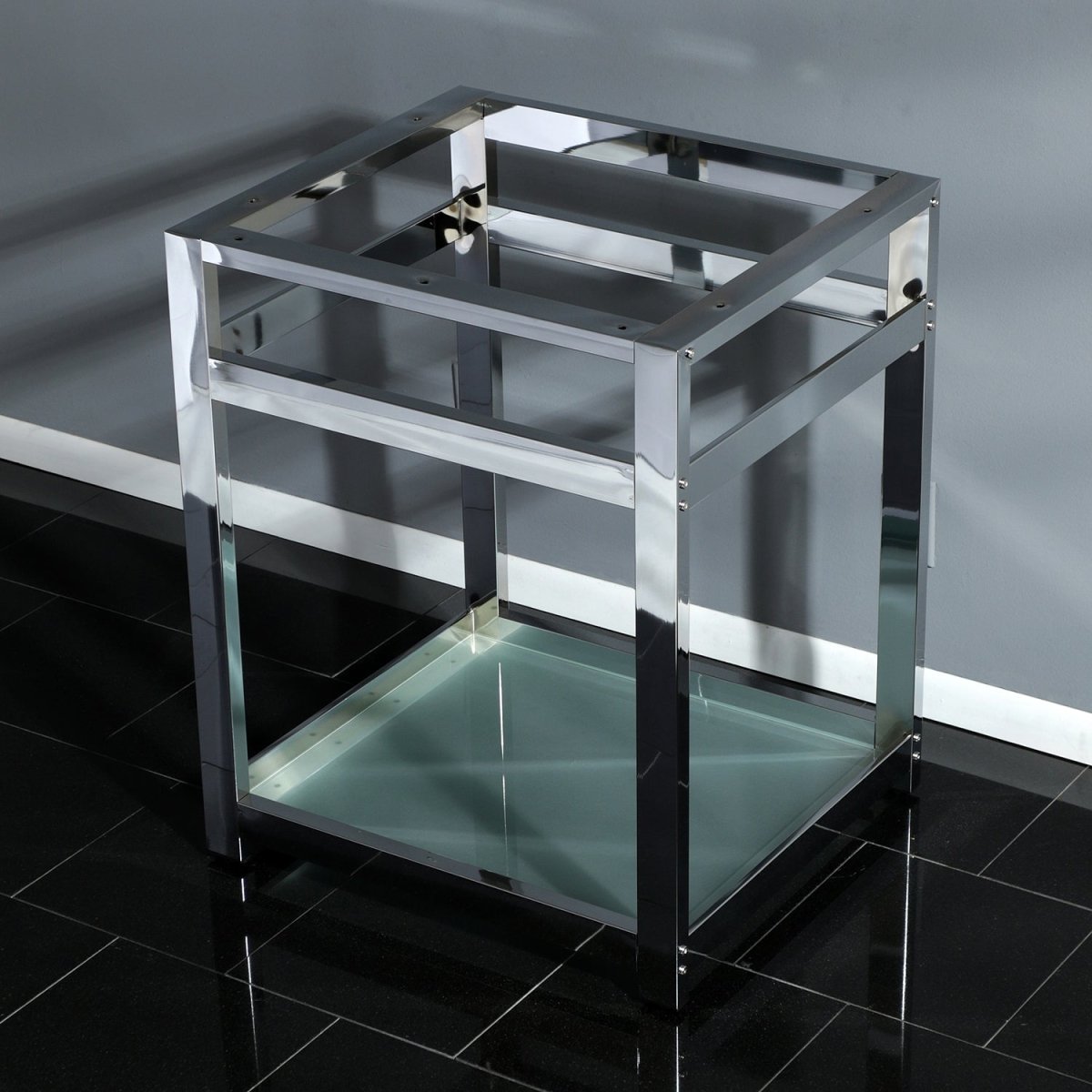 Fauceture 25" x 22" Steel Console Sink Base with Glass Shelf - BUILDMYPLACE