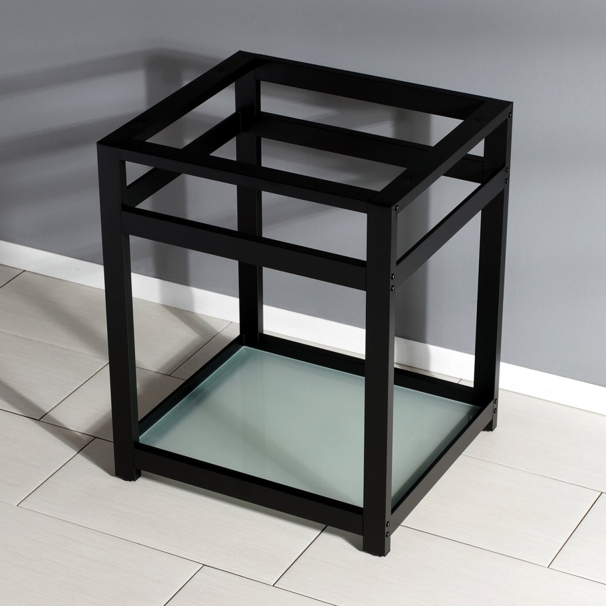 Fauceture 25" x 22" Steel Console Sink Base with Glass Shelf - BUILDMYPLACE