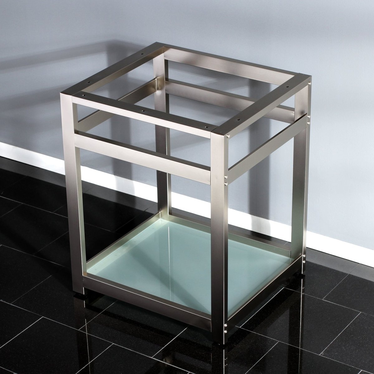 Fauceture 25" x 22" Steel Console Sink Base with Glass Shelf - BUILDMYPLACE