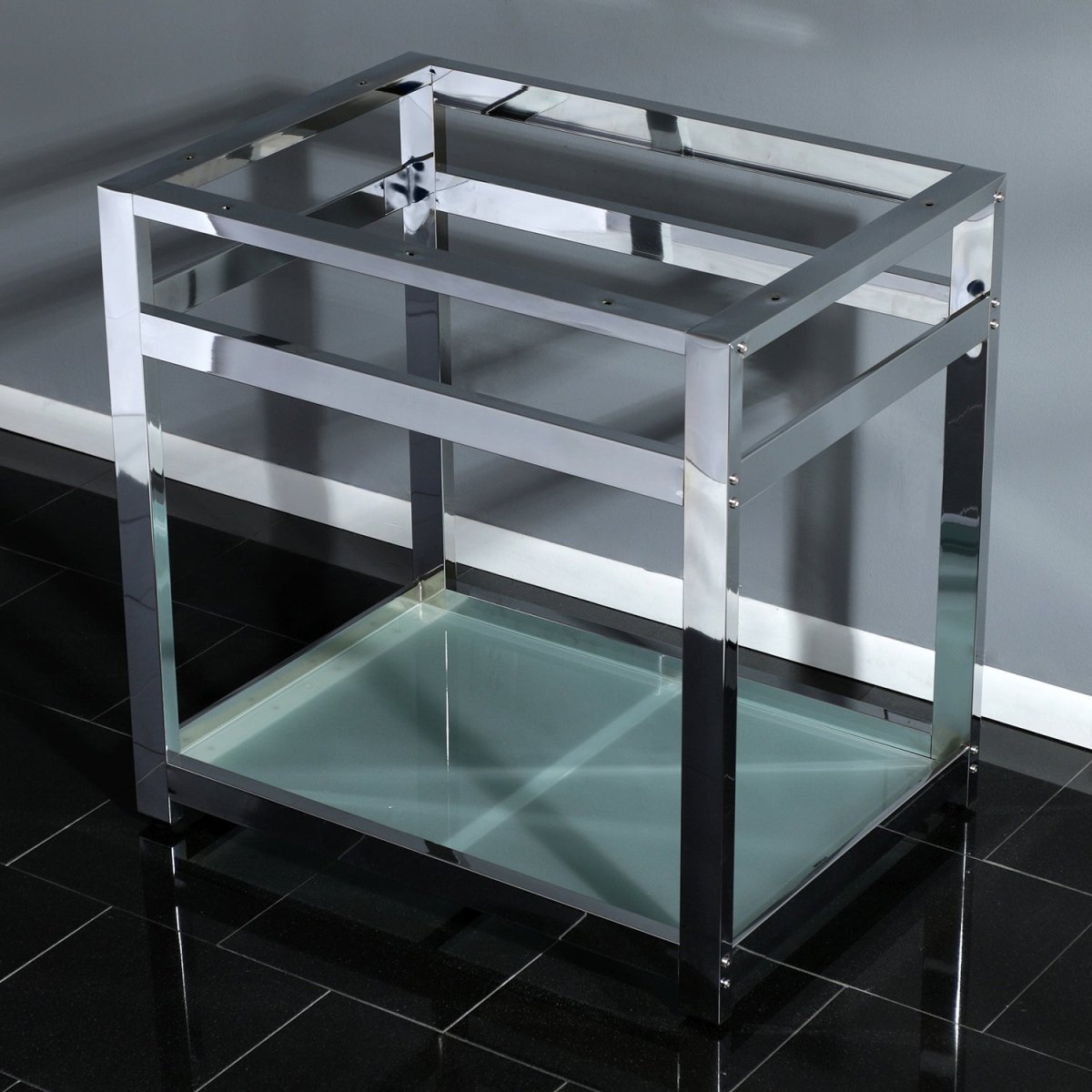 Fauceture 31" x 22" Steel Console Sink Base with Glass Shelf - BUILDMYPLACE