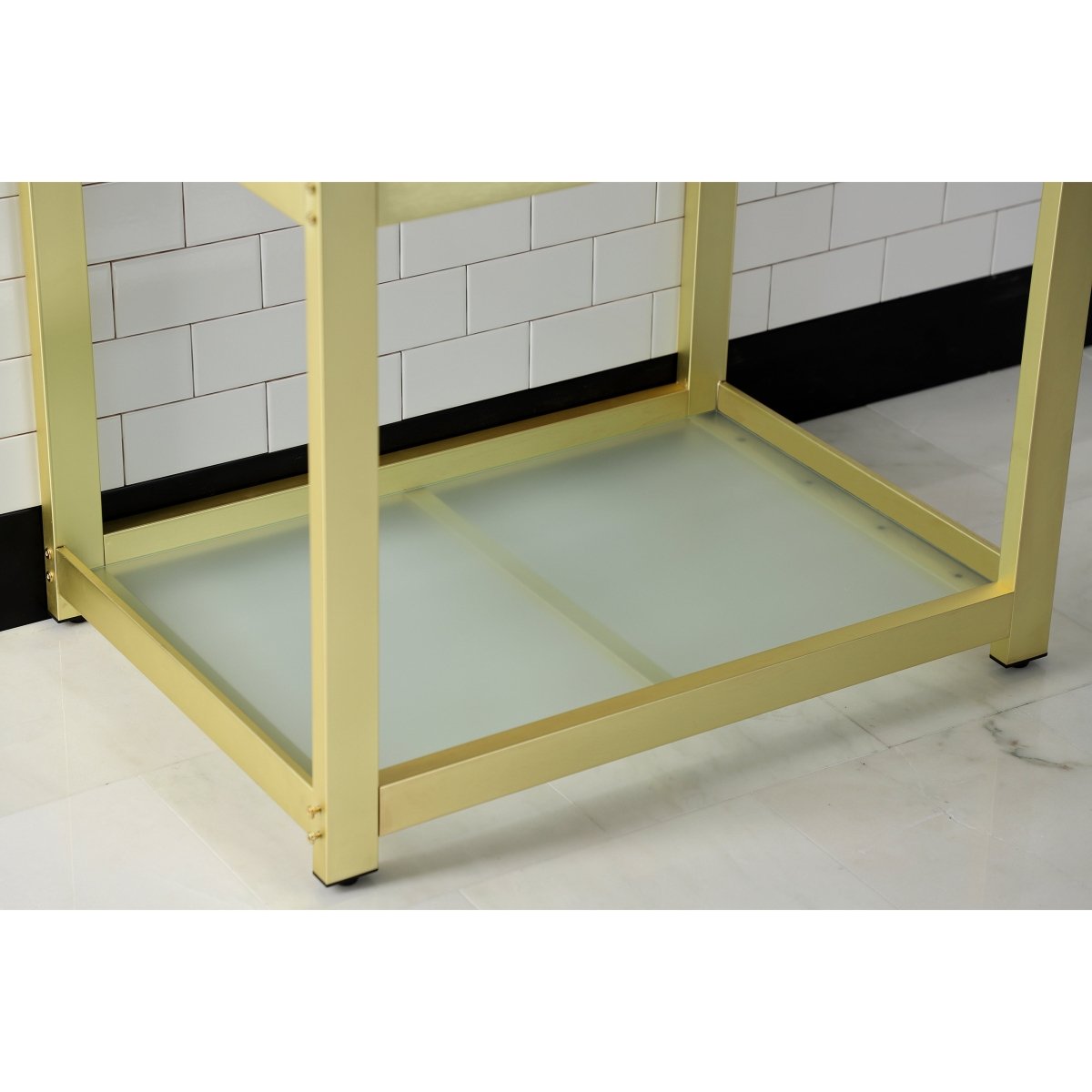 Fauceture 31" x 22" Steel Console Sink Base with Glass Shelf - BUILDMYPLACE