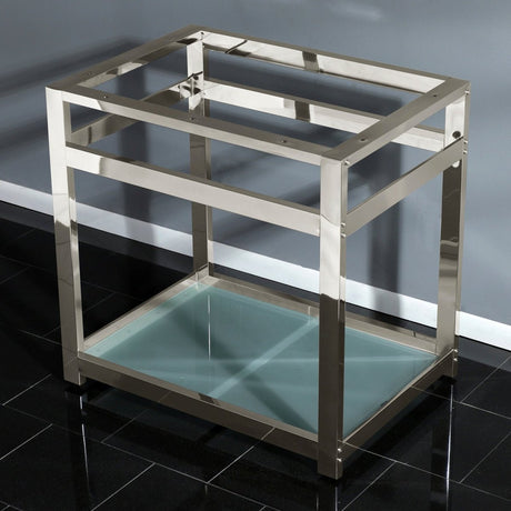 Fauceture 31" x 22" Steel Console Sink Base with Glass Shelf - BUILDMYPLACE