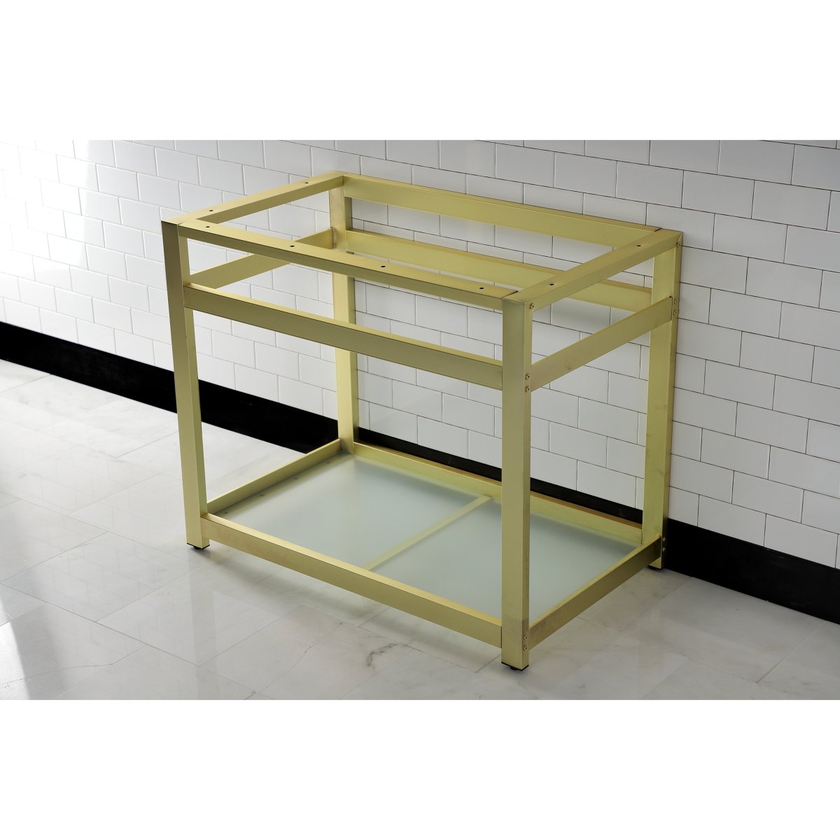 Fauceture 37" x 22" Steel Console Sink Base with Glass Shelf - BUILDMYPLACE