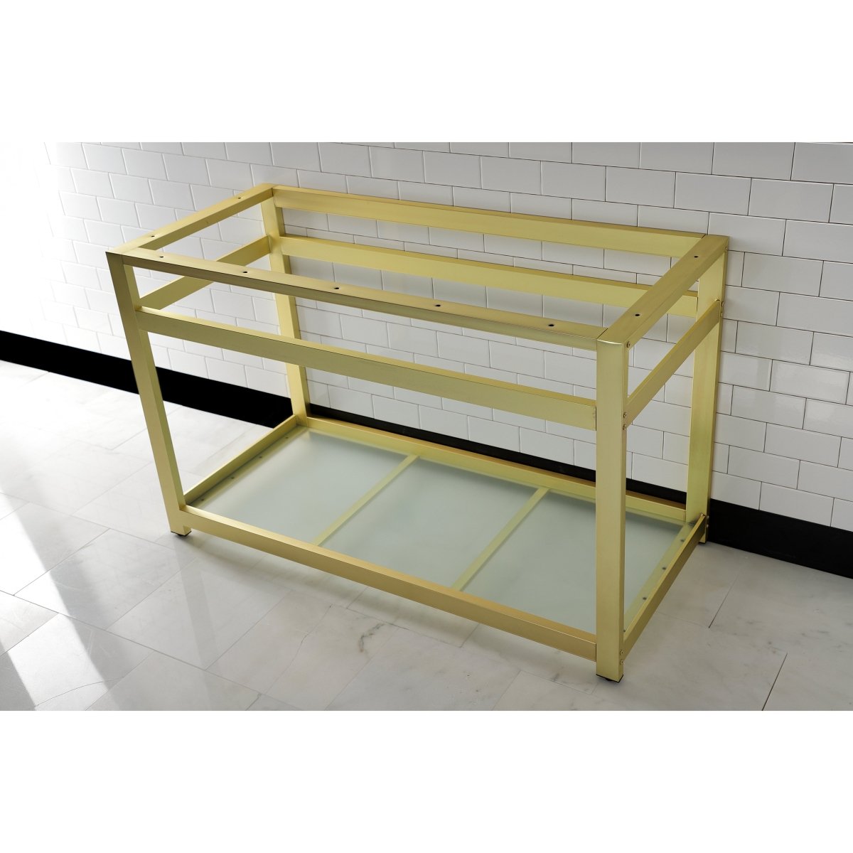 Fauceture 49" x 22" Steel Console Sink Base with Glass Shelf - BUILDMYPLACE