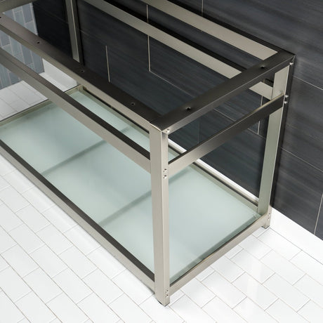 Fauceture 49" x 22" Steel Console Sink Base with Glass Shelf - BUILDMYPLACE